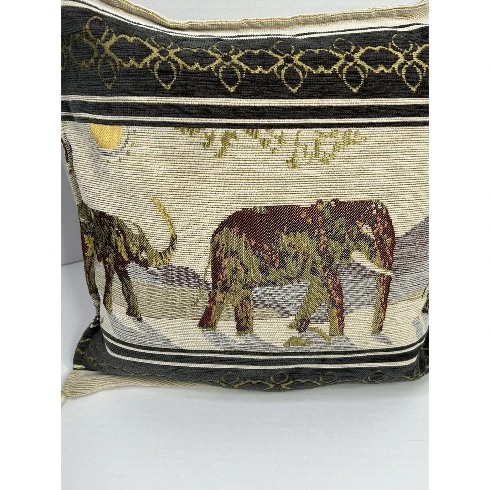 Elephant Decorative Throw Pillow with Tassels Multicolored Multi Print 16